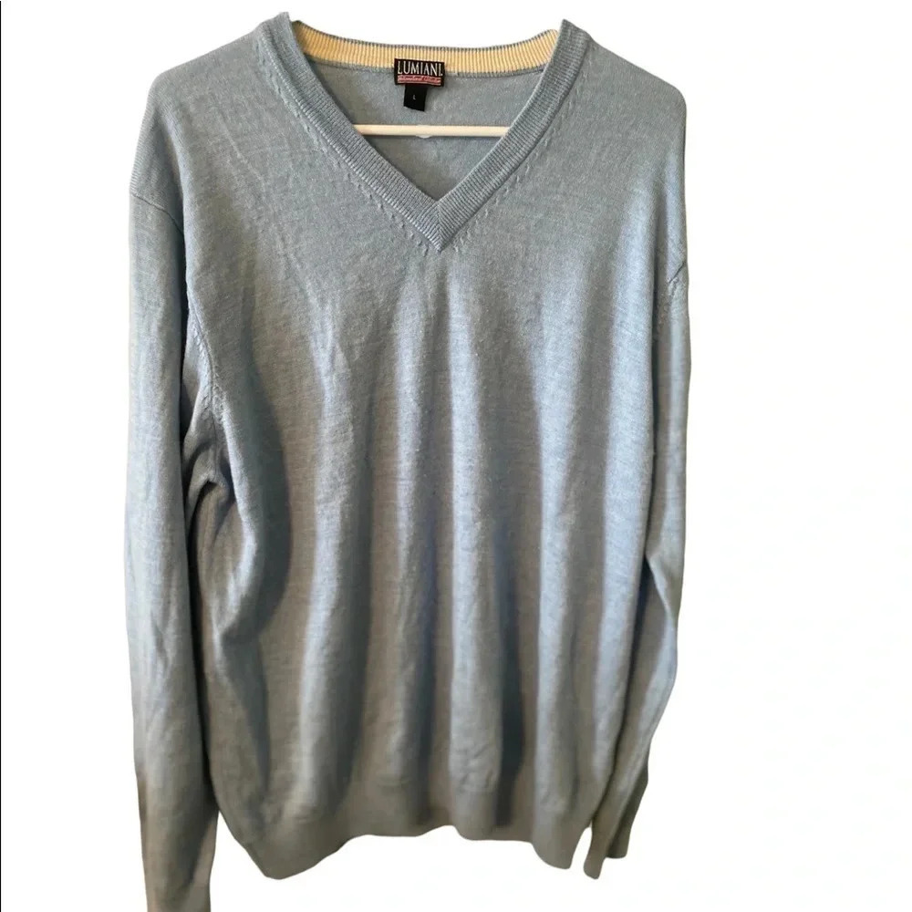 LUMAIANI GUC EUC MENS BLUE SWEATER TOP SHIRT SIZE L